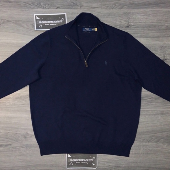 POLO RALPH LAUREN Men’s Big & Tall Wool Quarter-Zip Knit Sweater Navy NWOT